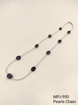 Black Pearl Station Chain Necklace