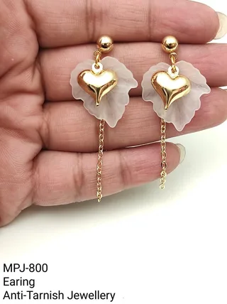 Gold — Heart Drop Earrings