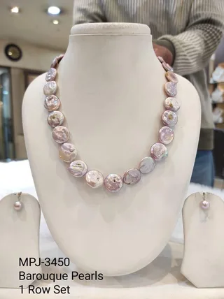 Pink Coin Baroque Pearl Necklace Set