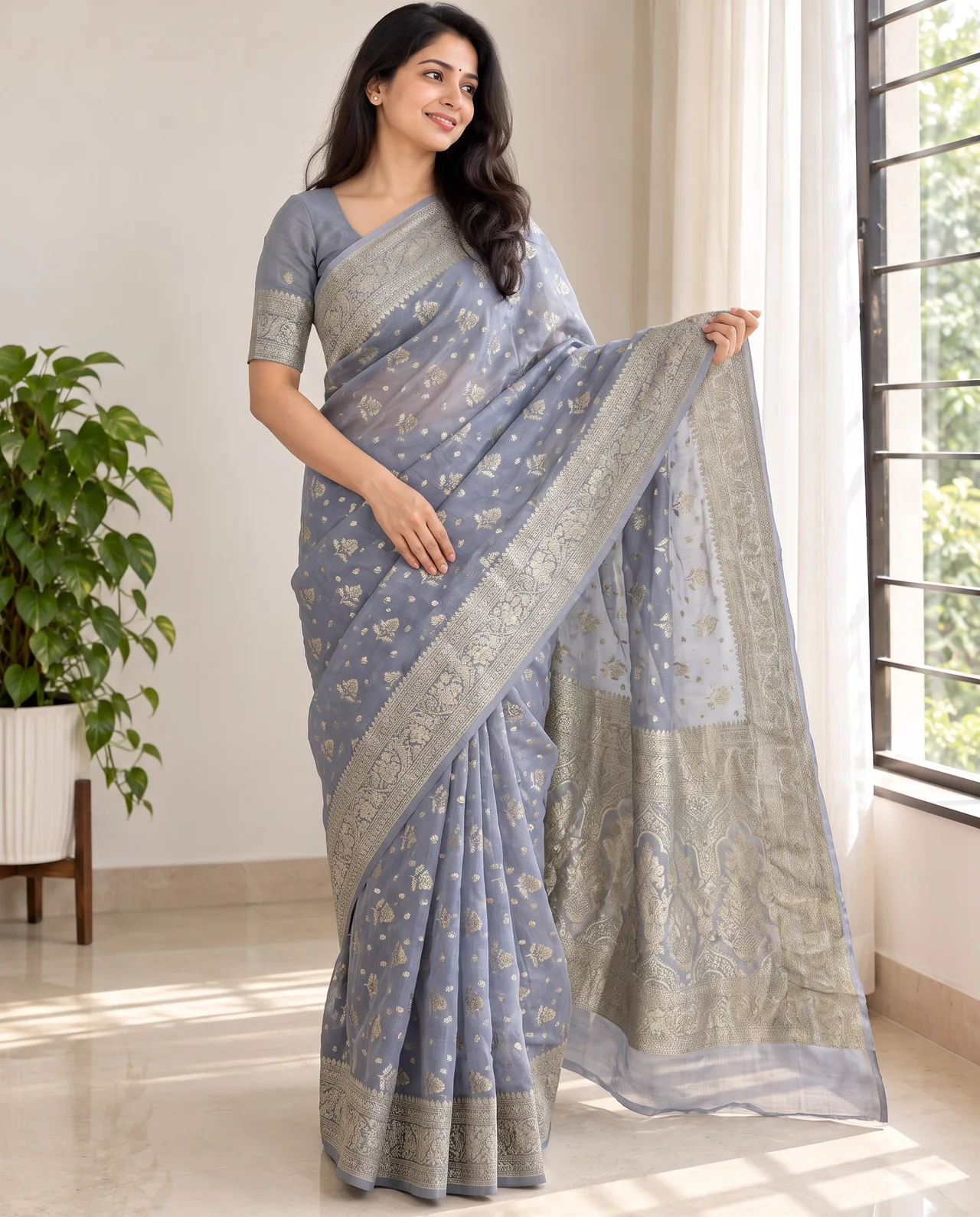 Handloom Premium Khadi Georgette Grey — Grey