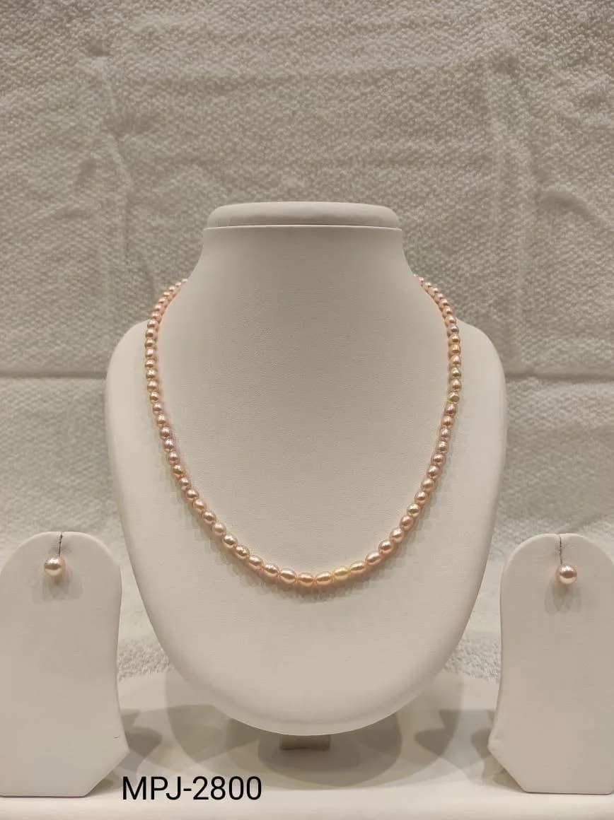 Blush Pink Round Pearl Necklace Set — Pink & Peach
