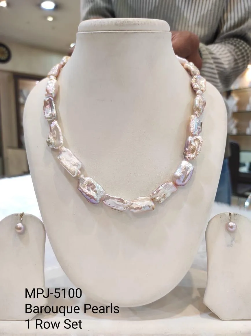 Blush Petal Baroque Pearl Necklace Set — Pink & Cream