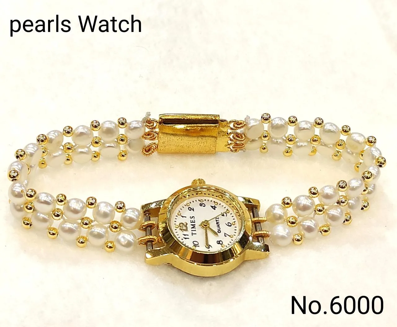 White — Freshwater Pearl band watch — White
