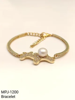 Gold & White — Freshwater Pearl Accent Bracelet