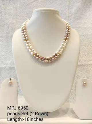 Two-row pearl pearls necklace set