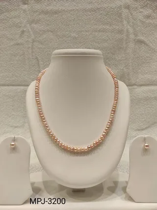 Pink Petite Round Pearl Necklace Set