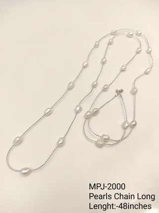 White Pearl Station Chain — 48 inches