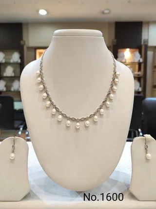 Silver & Cream — Freshwater Pearl drop jewelry set