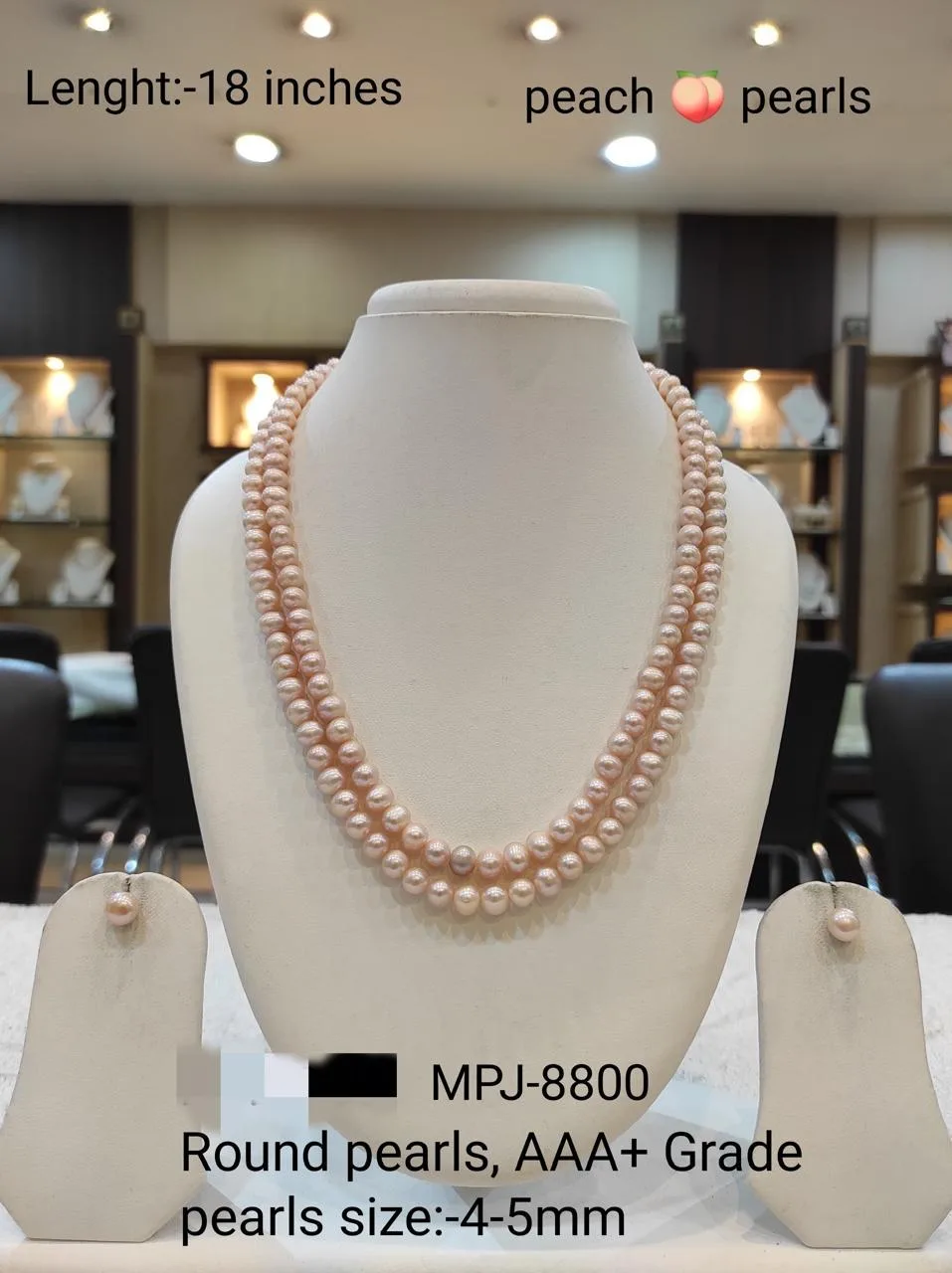 Peach pearl necklace set — Peach