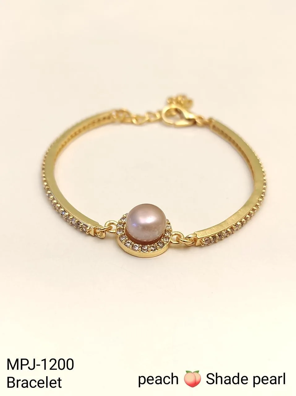 Gold & Peach — Freshwater Pearl Accent Bracelet — Gold & Peach