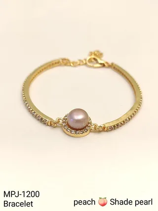 Gold & Peach — Freshwater Pearl Accent Bracelet