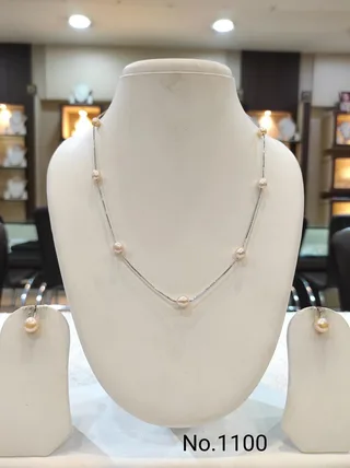 Peach & Silver — Freshwater Pearl Bead Necklace Set